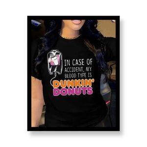Donuts Print Crew Neck Casual Short Sleeve Top